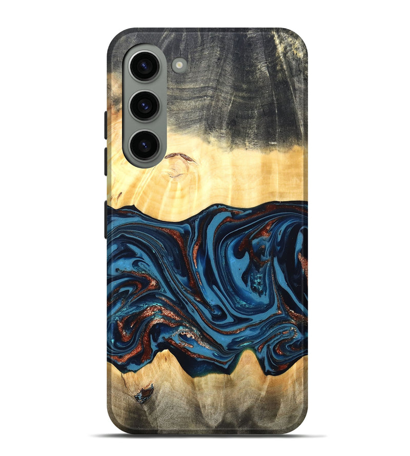 Galaxy S23 Plus Wood Live Edge Phone Case - Pauline (Teal & Gold, 820732)