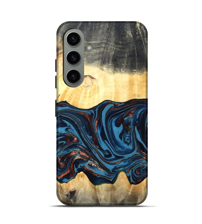Galaxy S24 Wood Live Edge Phone Case - Pauline (Teal & Gold, 820732)