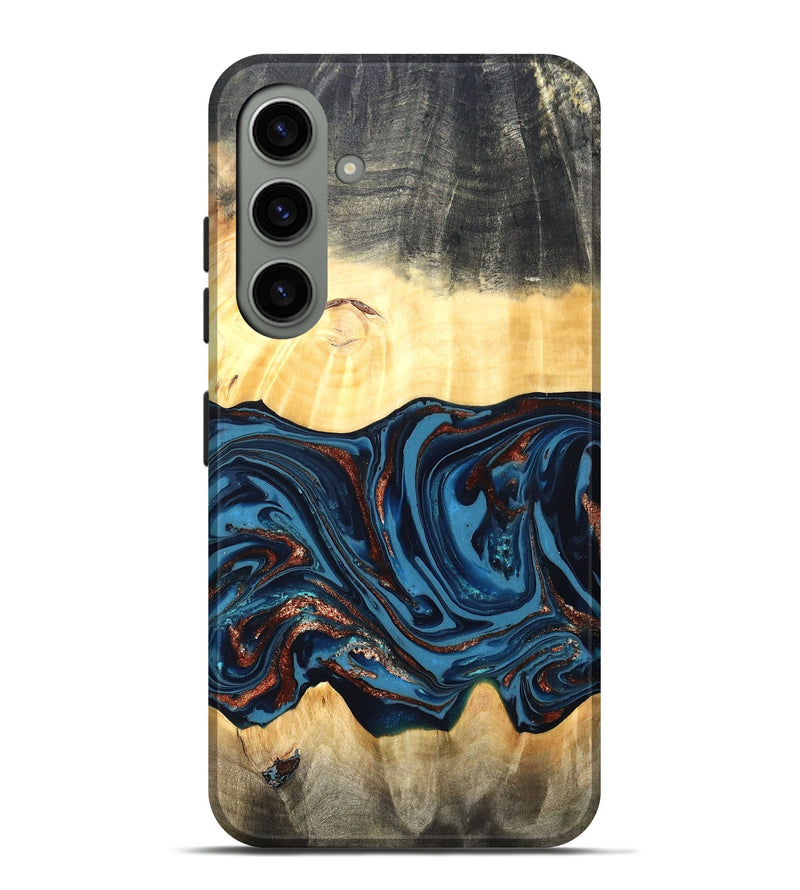 Galaxy S24 Plus Wood Live Edge Phone Case - Pauline (Teal & Gold, 820732)