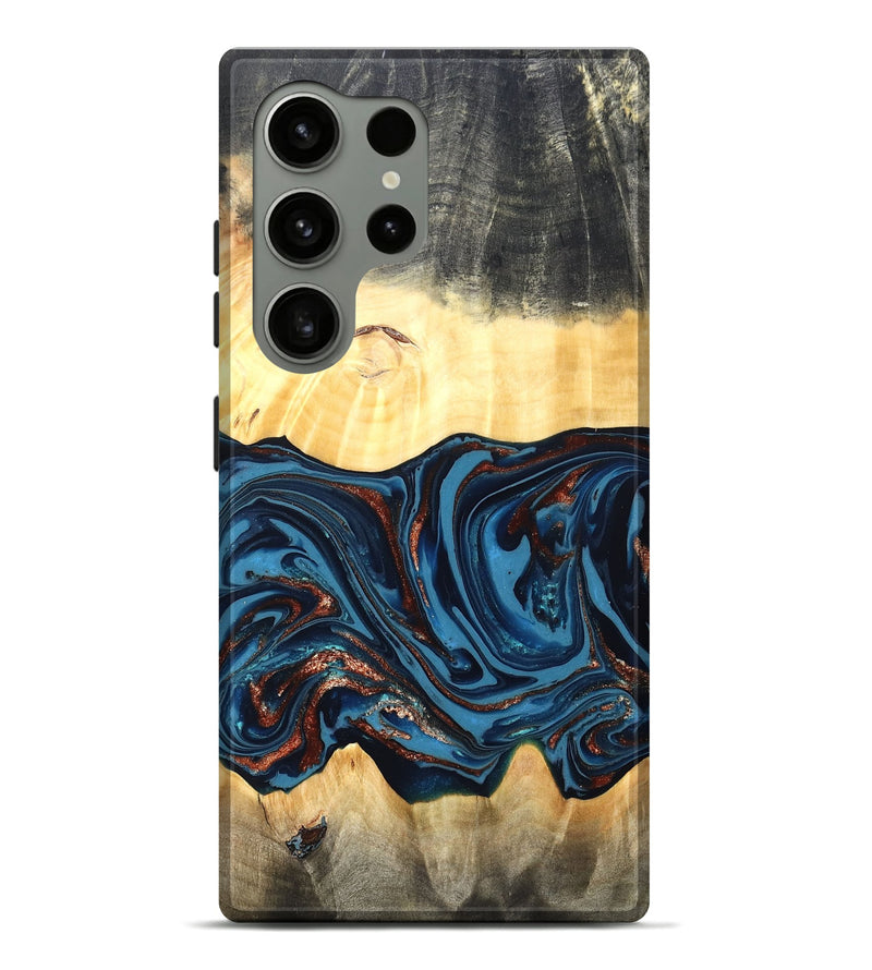 Galaxy S24 Ultra Wood Live Edge Phone Case - Pauline (Teal & Gold, 820732)