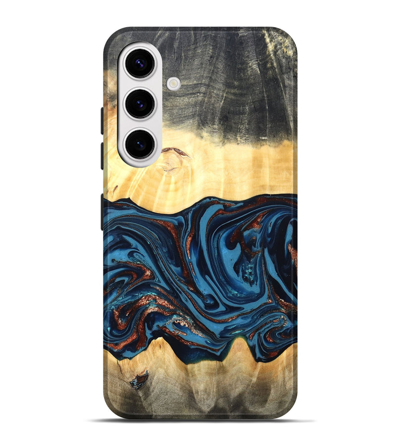 Galaxy S25 Plus Wood Live Edge Phone Case - Pauline (Teal & Gold, 820732)