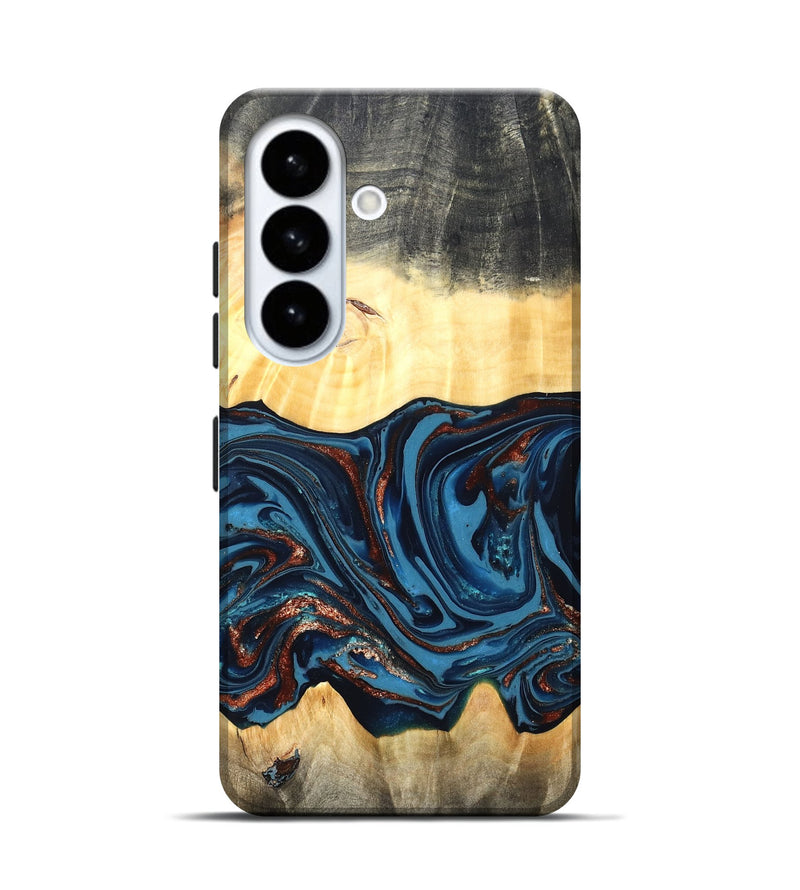 Galaxy S26 Wood Live Edge Phone Case - Pauline (Teal & Gold, 820732)