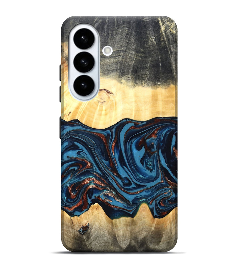 Galaxy S26 Plus Wood Live Edge Phone Case - Pauline (Teal & Gold, 820732)