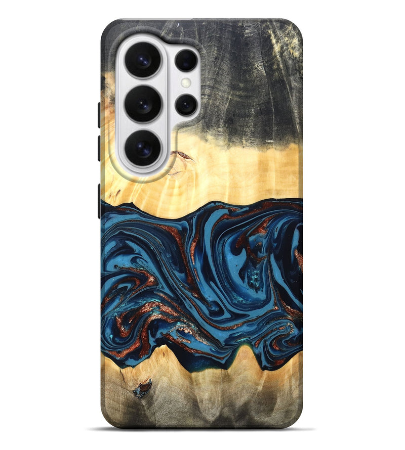 Galaxy S26 Ultra Wood Live Edge Phone Case - Pauline (Teal & Gold, 820732)