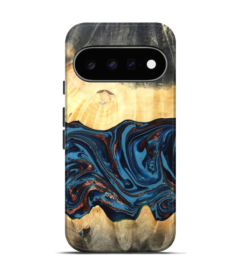 Pixel 11 Wood Live Edge Phone Case - Pauline (Teal & Gold, 820732)