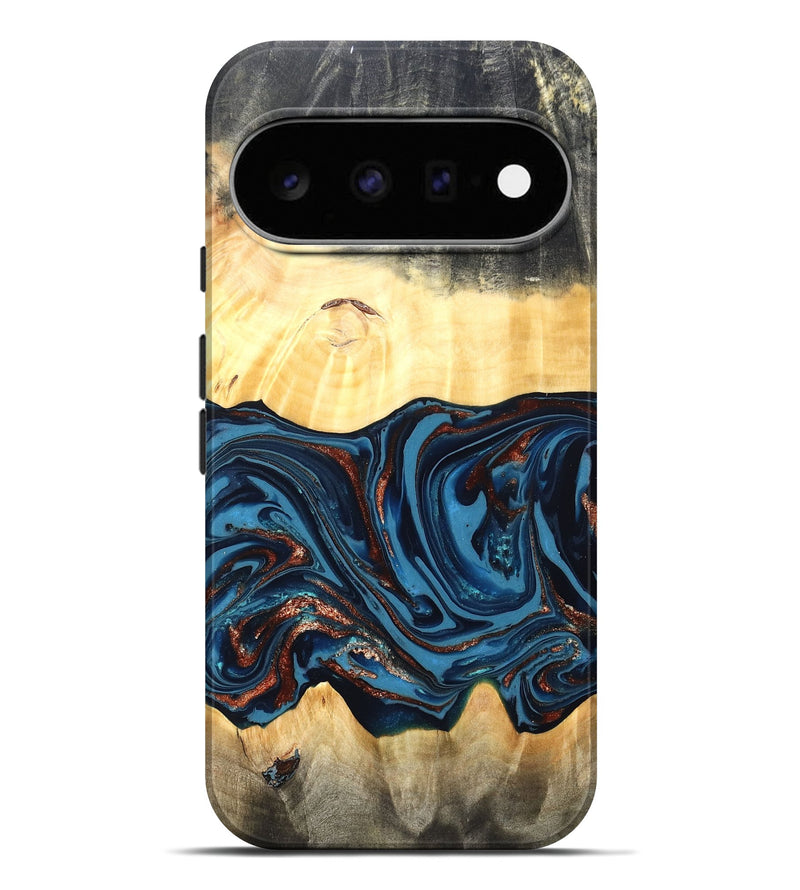 Pixel 11 Pro XL Wood Live Edge Phone Case - Pauline (Teal & Gold, 820732)