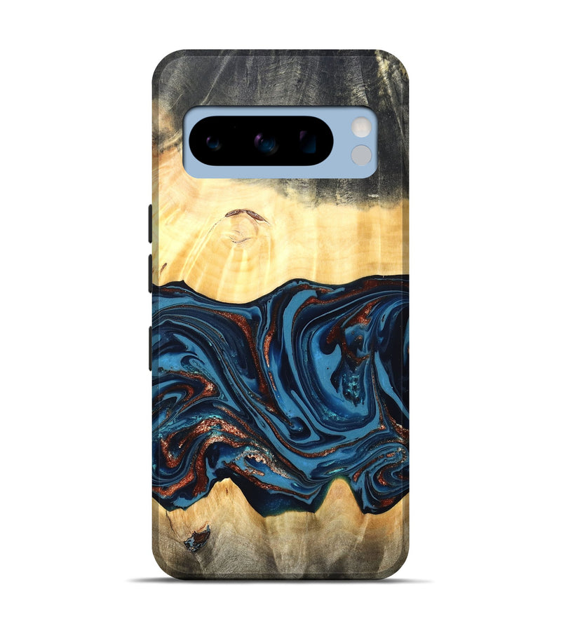 Pixel 8 Pro Wood Live Edge Phone Case - Pauline (Teal & Gold, 820732)