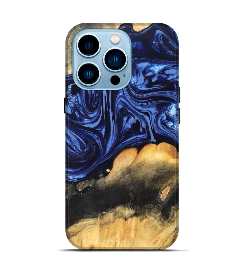 iPhone 14 Pro Wood Live Edge Phone Case - Emir (Blue, 820733)
