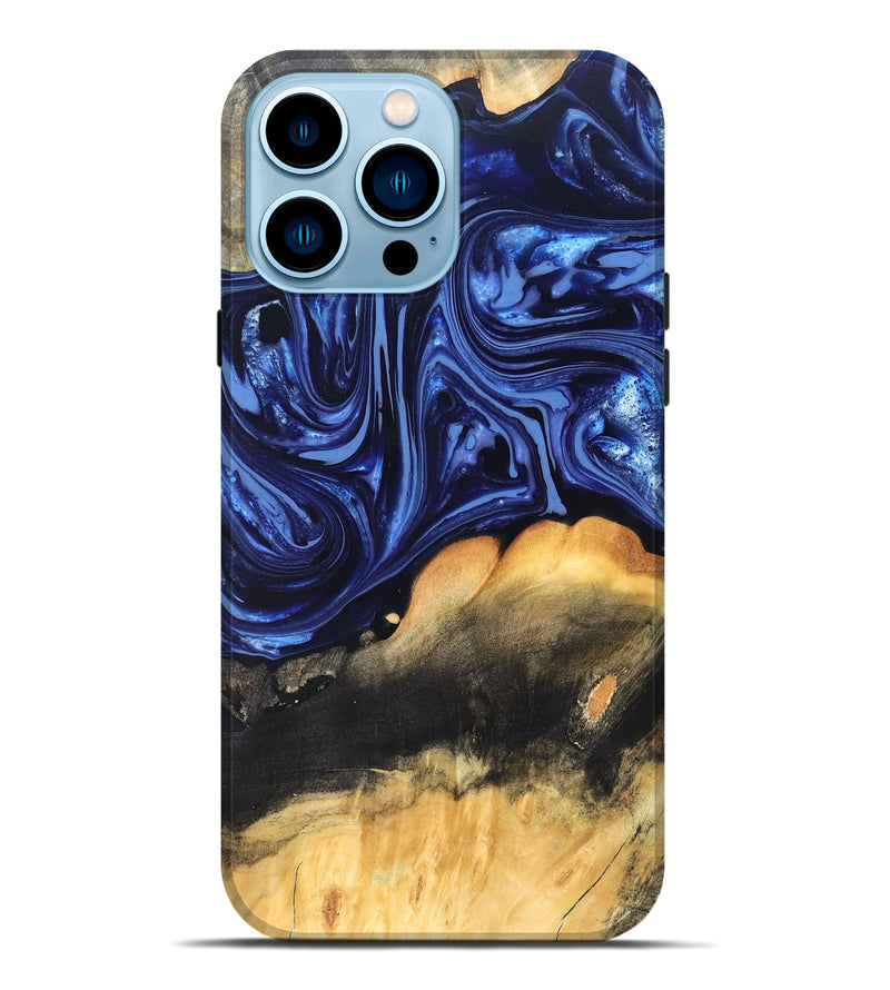 iPhone 14 Pro Max Wood Live Edge Phone Case - Emir (Blue, 820733)