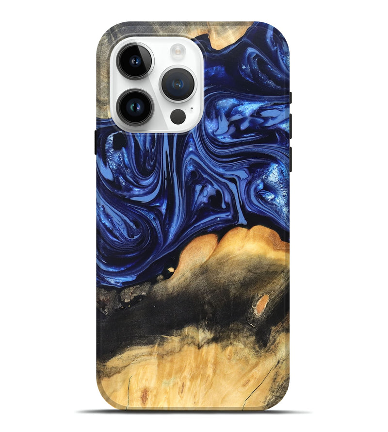iPhone 15 Pro Max Wood Live Edge Phone Case - Emir (Blue, 820733)