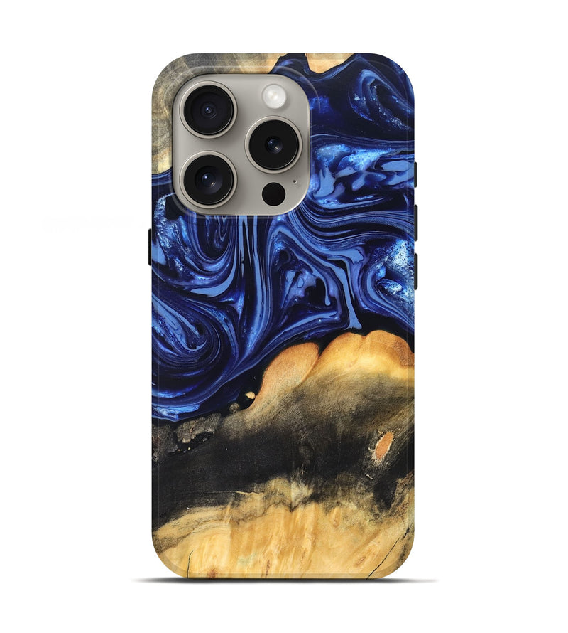 iPhone 16 Pro Wood Live Edge Phone Case - Emir (Blue, 820733)