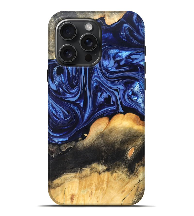 iPhone 16 Pro Max Wood Live Edge Phone Case - Emir (Blue, 820733)