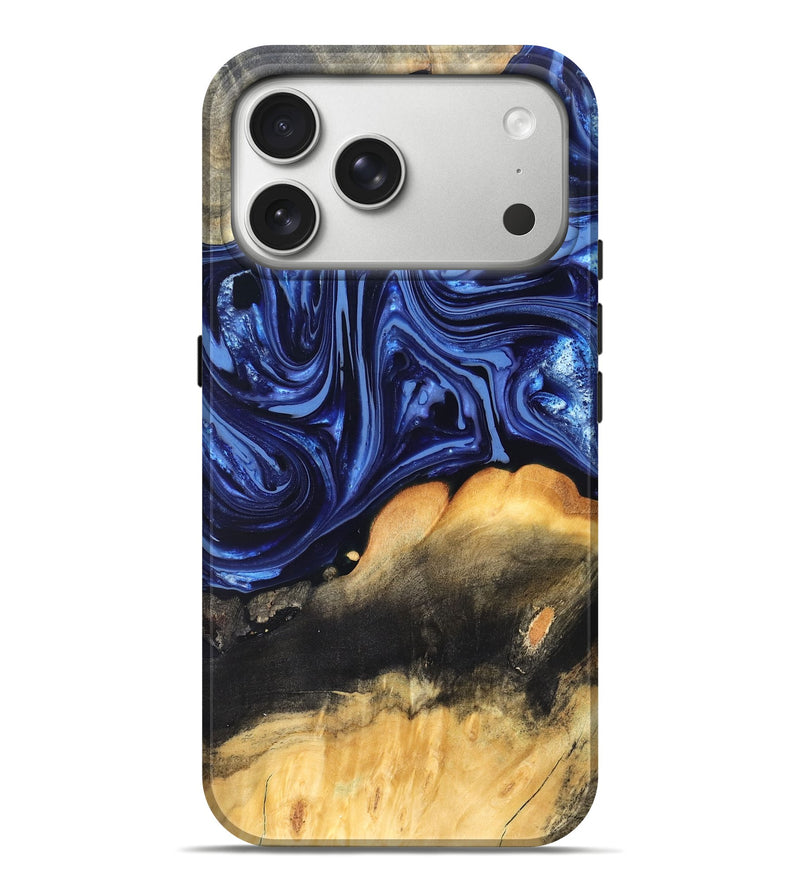 iPhone 17 Pro Max Wood Live Edge Phone Case - Emir (Blue, 820733)