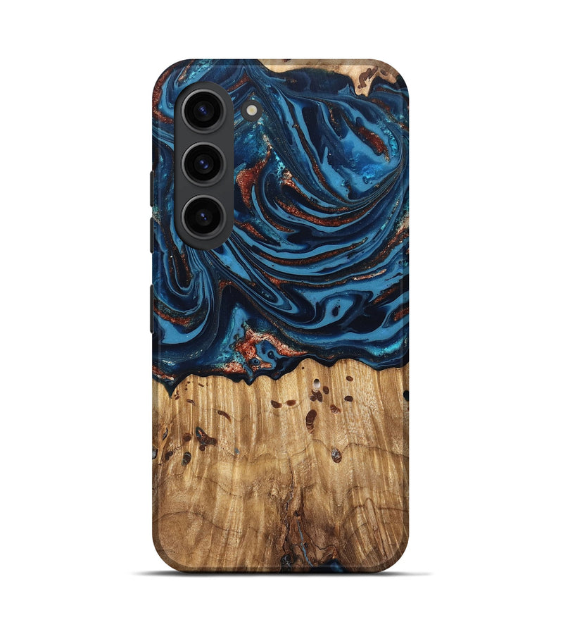 Galaxy S23 Wood Live Edge Phone Case - Ayleen (Teal & Gold, 820735)