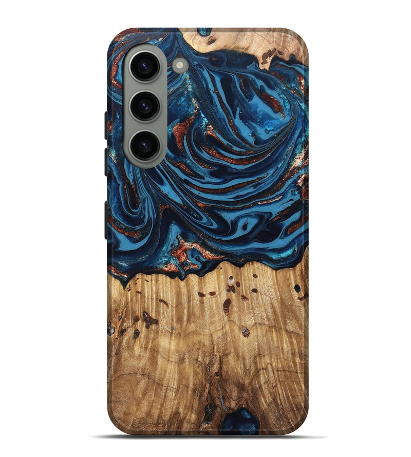 Galaxy S23 Plus Wood Live Edge Phone Case - Ayleen (Teal & Gold, 820735)