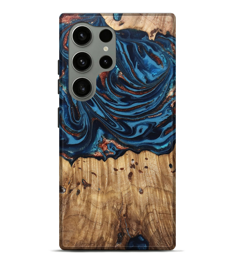 Galaxy S24 Ultra Wood Live Edge Phone Case - Ayleen (Teal & Gold, 820735)