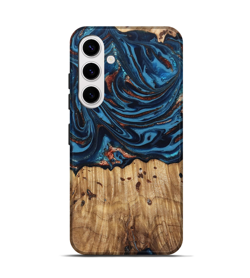 Galaxy S25 Wood Live Edge Phone Case - Ayleen (Teal & Gold, 820735)