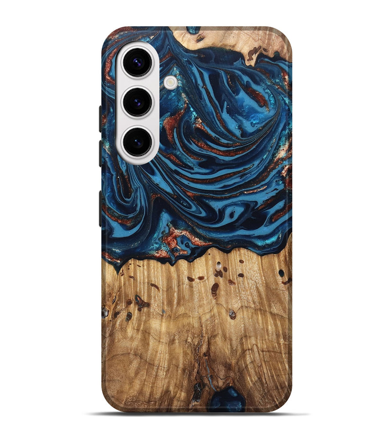 Galaxy S25 Plus Wood Live Edge Phone Case - Ayleen (Teal & Gold, 820735)
