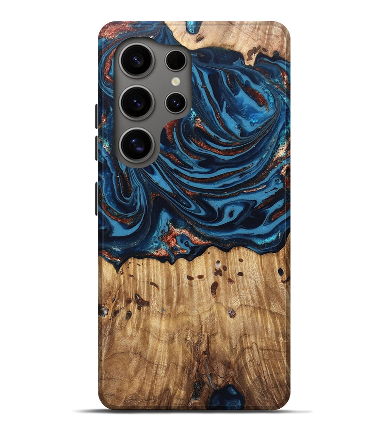 Galaxy S25 Ultra Wood Live Edge Phone Case - Ayleen (Teal & Gold, 820735)