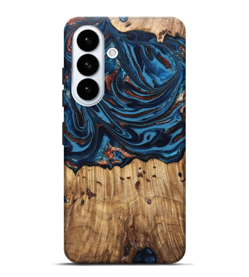 Galaxy S26 Plus Wood Live Edge Phone Case - Ayleen (Teal & Gold, 820735)