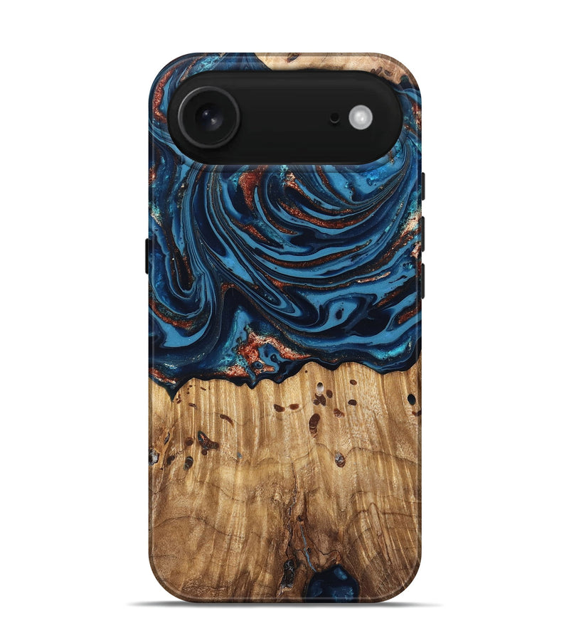 iPhone 17 Air Wood Live Edge Phone Case - Ayleen (Teal & Gold, 820735)