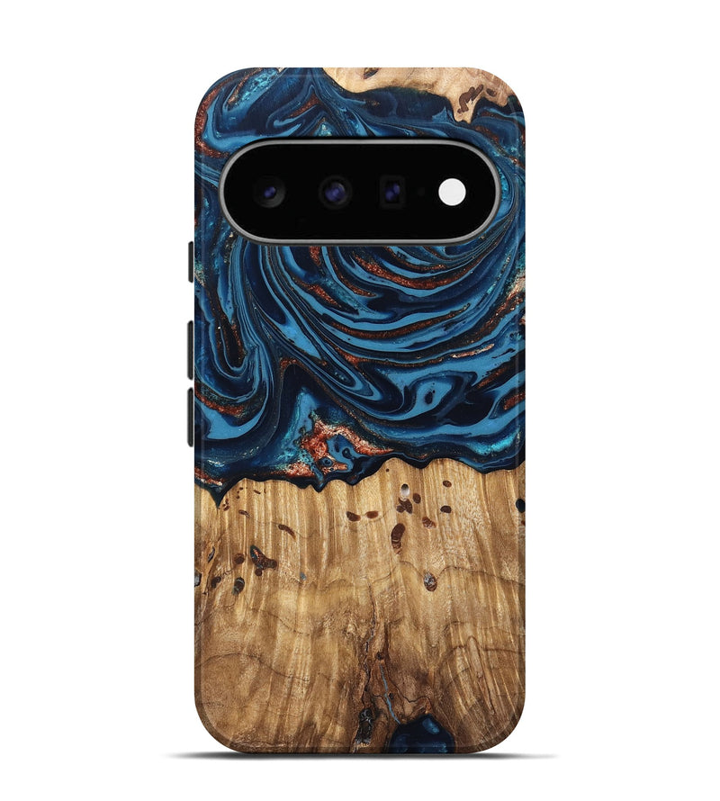 Pixel 11 Wood Live Edge Phone Case - Ayleen (Teal & Gold, 820735)