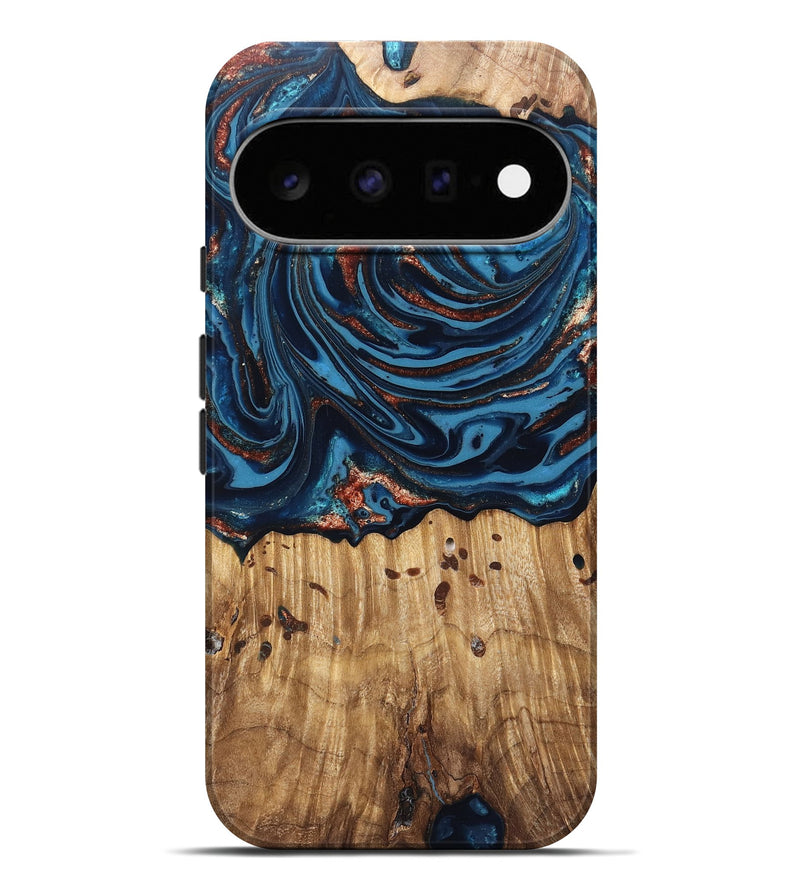 Pixel 11 Pro XL Wood Live Edge Phone Case - Ayleen (Teal & Gold, 820735)