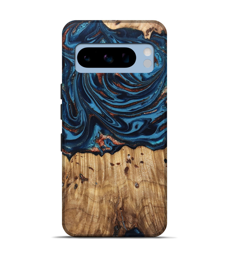 Pixel 8 Pro Wood Live Edge Phone Case - Ayleen (Teal & Gold, 820735)
