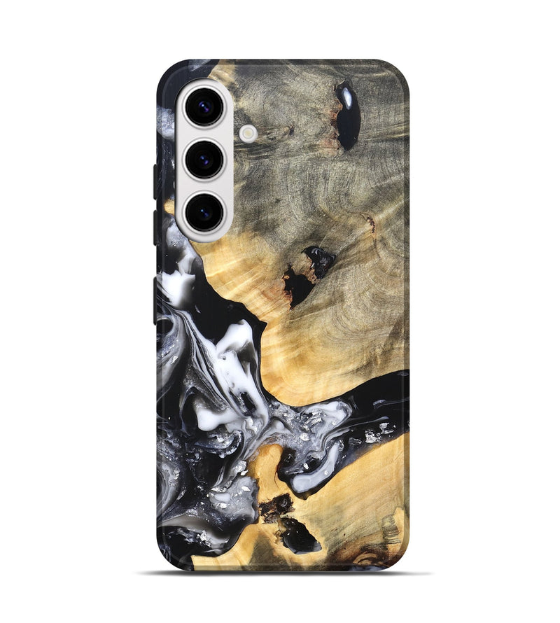 Galaxy S25 Wood Live Edge Phone Case - Belen (Black & White, 820738)