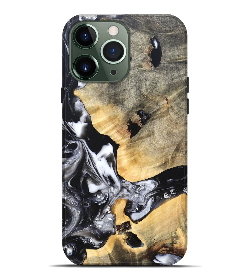 iPhone 13 Pro Max Wood Live Edge Phone Case - Belen (Black & White, 820738)