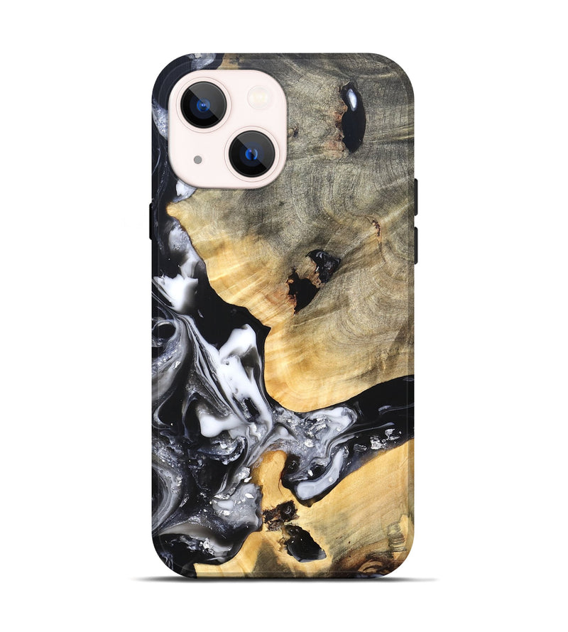 iPhone 14 Wood Live Edge Phone Case - Belen (Black & White, 820738)