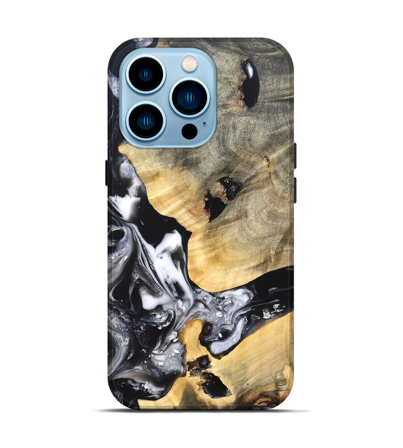 iPhone 14 Pro Wood Live Edge Phone Case - Belen (Black & White, 820738)