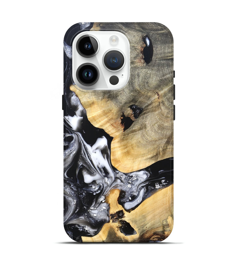iPhone 15 Pro Wood Live Edge Phone Case - Belen (Black & White, 820738)