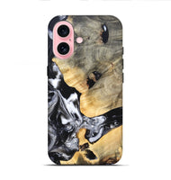 iPhone 16 Wood Live Edge Phone Case - Belen (Black & White, 820738)
