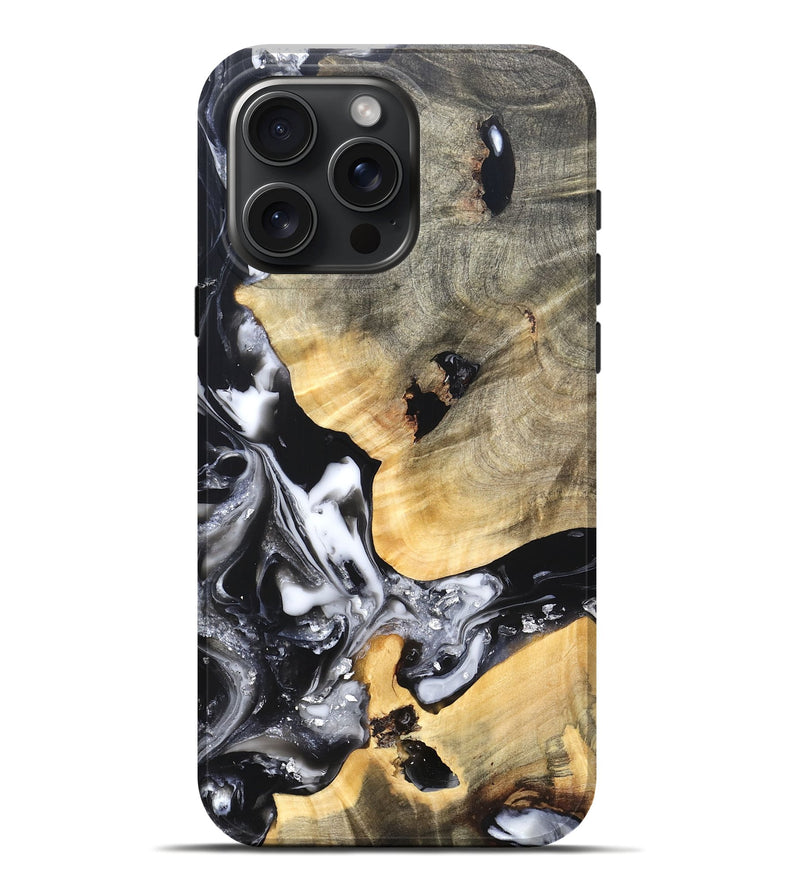 iPhone 16 Pro Max Wood Live Edge Phone Case - Belen (Black & White, 820738)