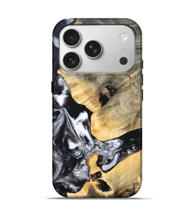 iPhone 17 Pro Wood Live Edge Phone Case - Belen (Black & White, 820738)