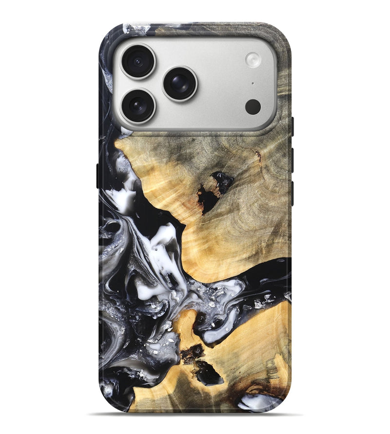 iPhone 17 Pro Max Wood Live Edge Phone Case - Belen (Black & White, 820738)