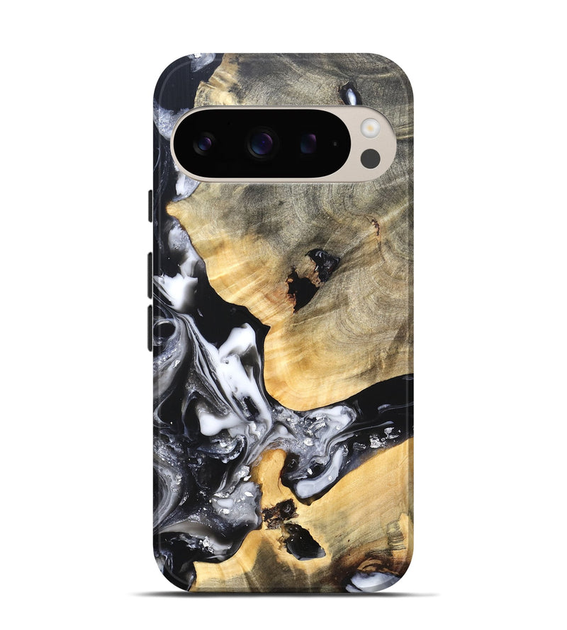 Pixel 9 Pro Wood Live Edge Phone Case - Belen (Black & White, 820738)