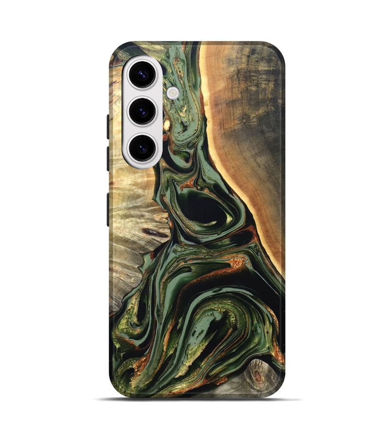 Galaxy S25 Wood Live Edge Phone Case - Cherie (Green, 820739)