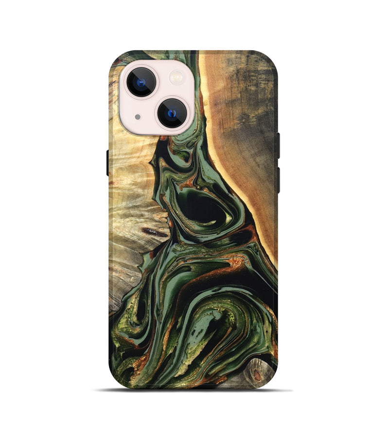 iPhone 13 mini Wood Live Edge Phone Case - Cherie (Green, 820739)