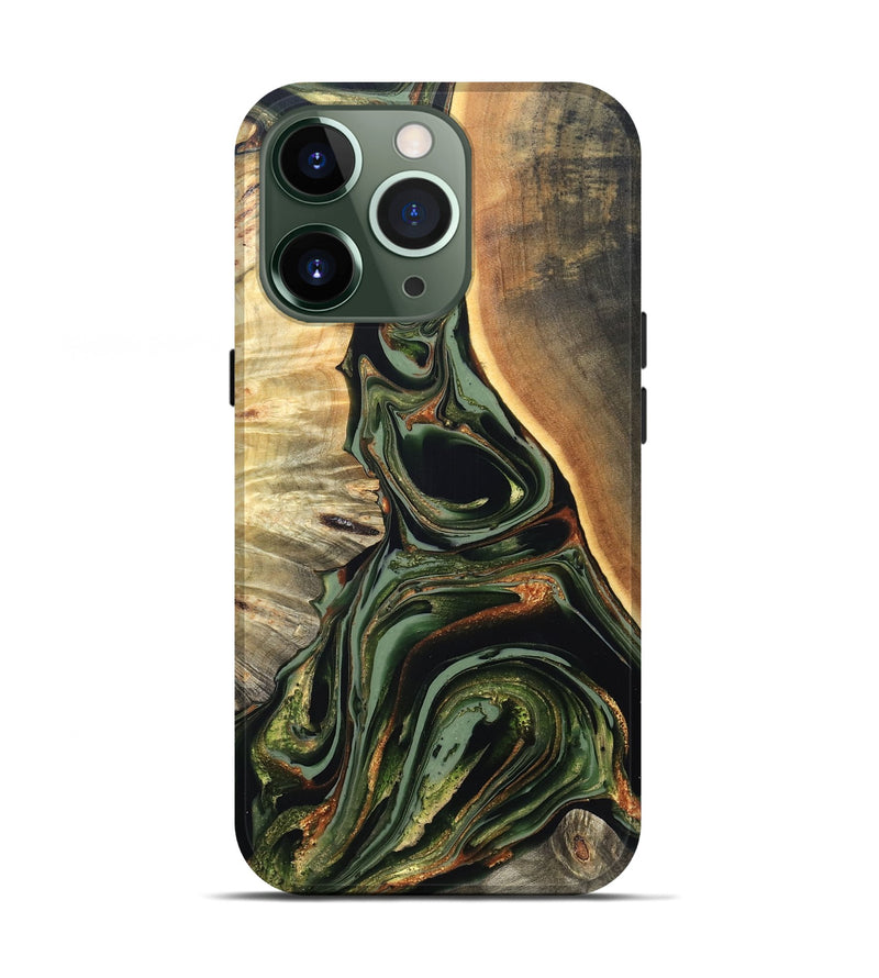 iPhone 13 Pro Wood Live Edge Phone Case - Cherie (Green, 820739)