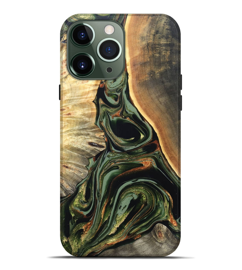 iPhone 13 Pro Max Wood Live Edge Phone Case - Cherie (Green, 820739)