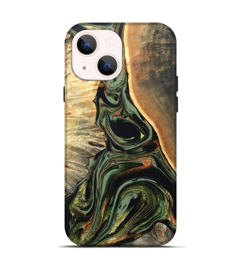 iPhone 14 Wood Live Edge Phone Case - Cherie (Green, 820739)