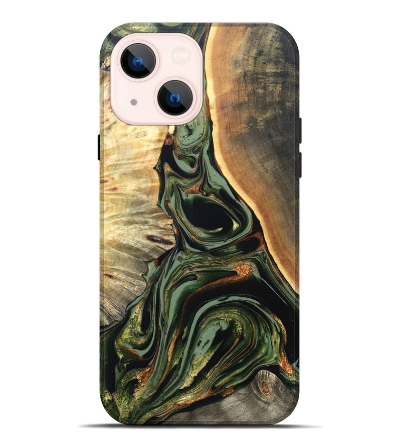 iPhone 14 Plus Wood Live Edge Phone Case - Cherie (Green, 820739)