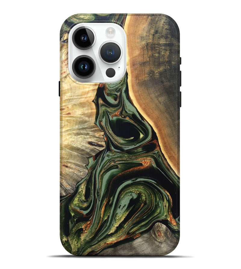 iPhone 15 Pro Max Wood Live Edge Phone Case - Cherie (Green, 820739)