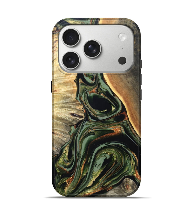 iPhone 17 Pro Wood Live Edge Phone Case - Cherie (Green, 820739)