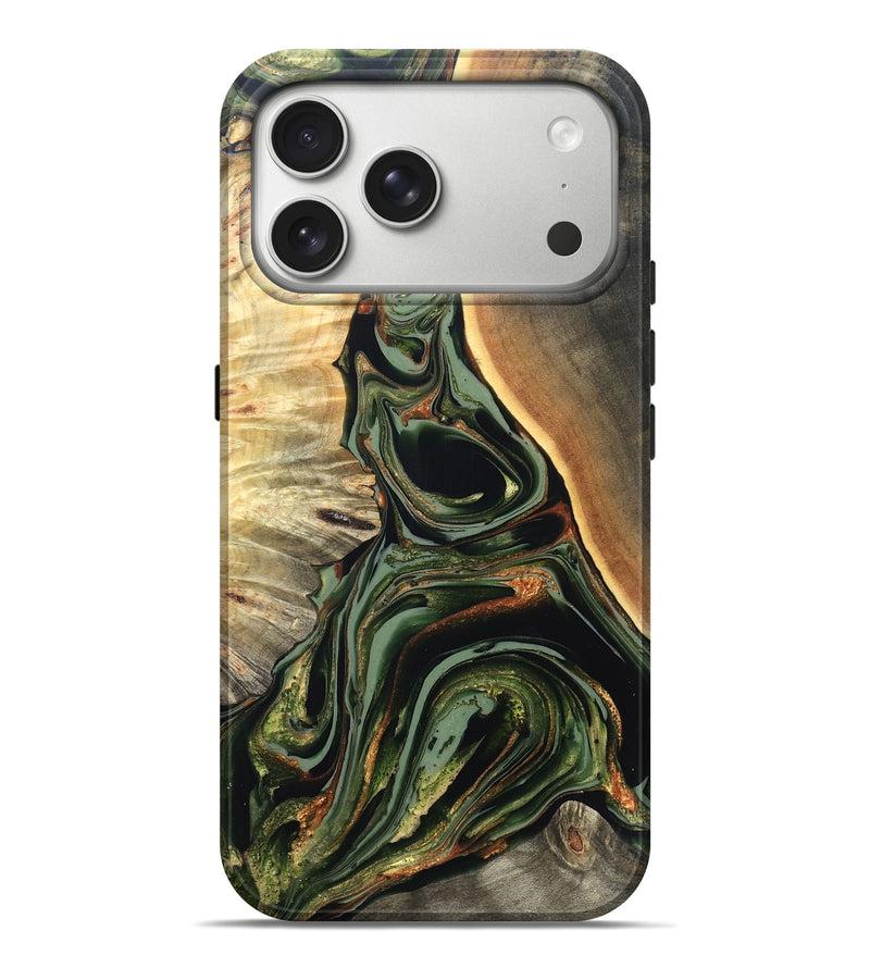 iPhone 17 Pro Max Wood Live Edge Phone Case - Cherie (Green, 820739)