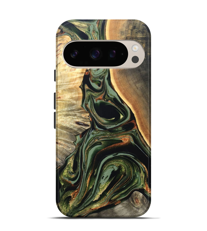 Pixel 10 Pro Wood Live Edge Phone Case - Cherie (Green, 820739)