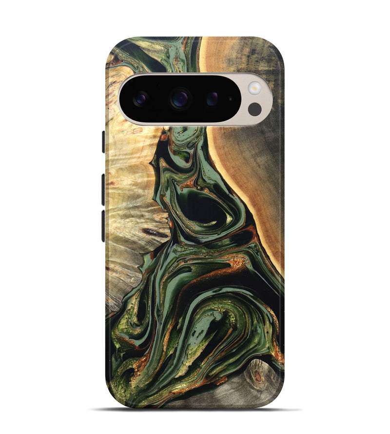 Pixel 9 Wood Live Edge Phone Case - Cherie (Green, 820739)