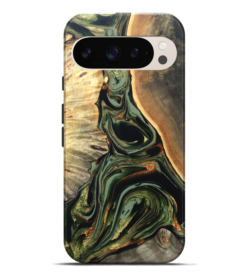 Pixel 9 Pro XL Wood Live Edge Phone Case - Cherie (Green, 820739)